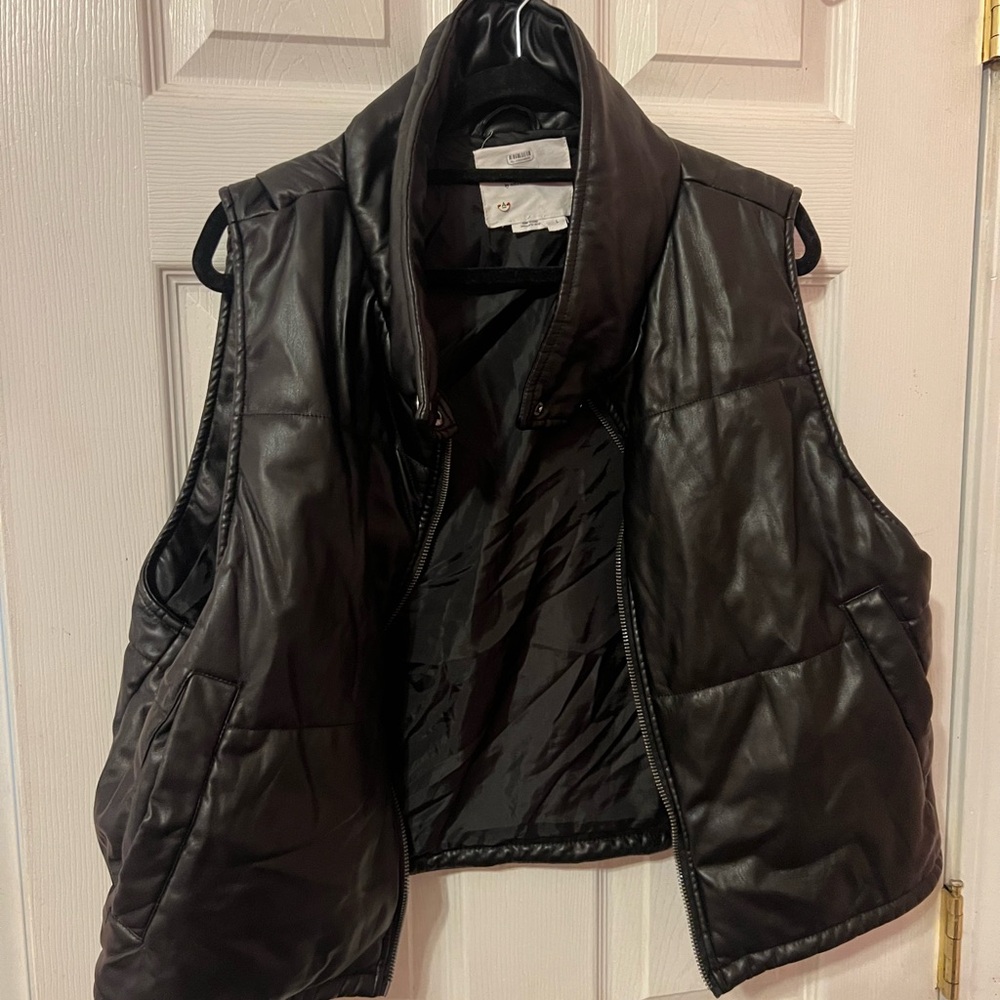 Anthropologie Large Black Faux Leather Vest…read details